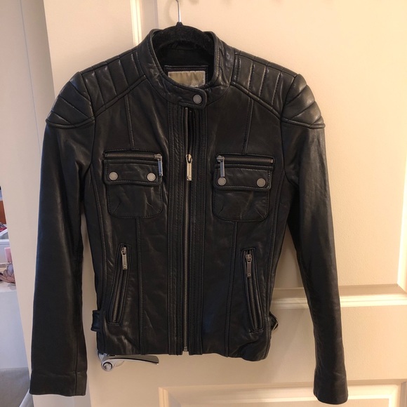 Michael Kors Jackets & Blazers - Michael Kors small black leather Moto jacket!!
